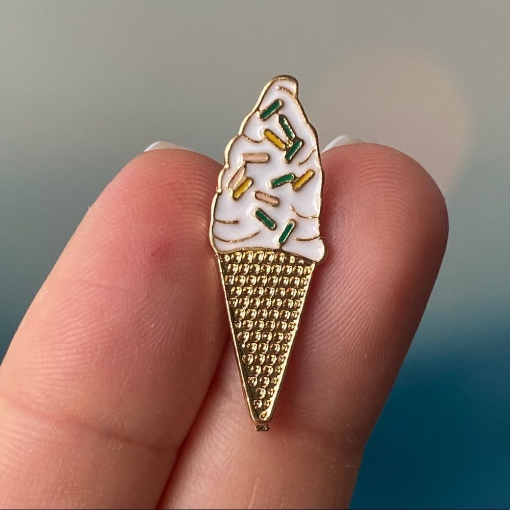 Vanilla Ice Cream Cone Enamel Pin/ Brooch Lapel
